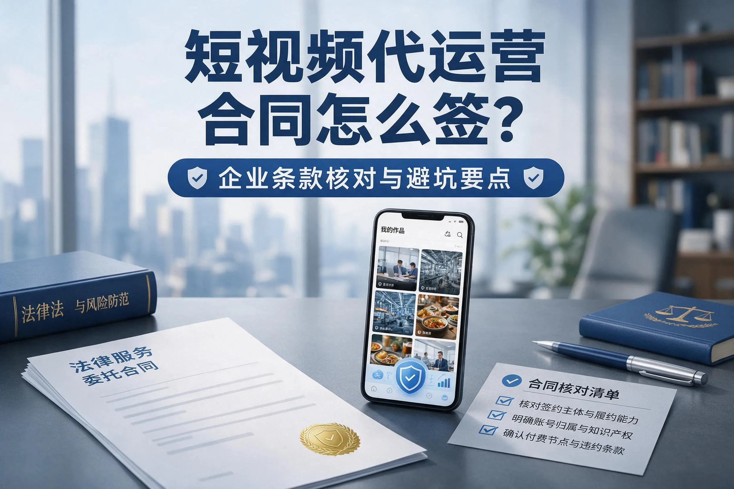 短视频代运营合同怎么签?六盘水企业条款核对与避坑要点
