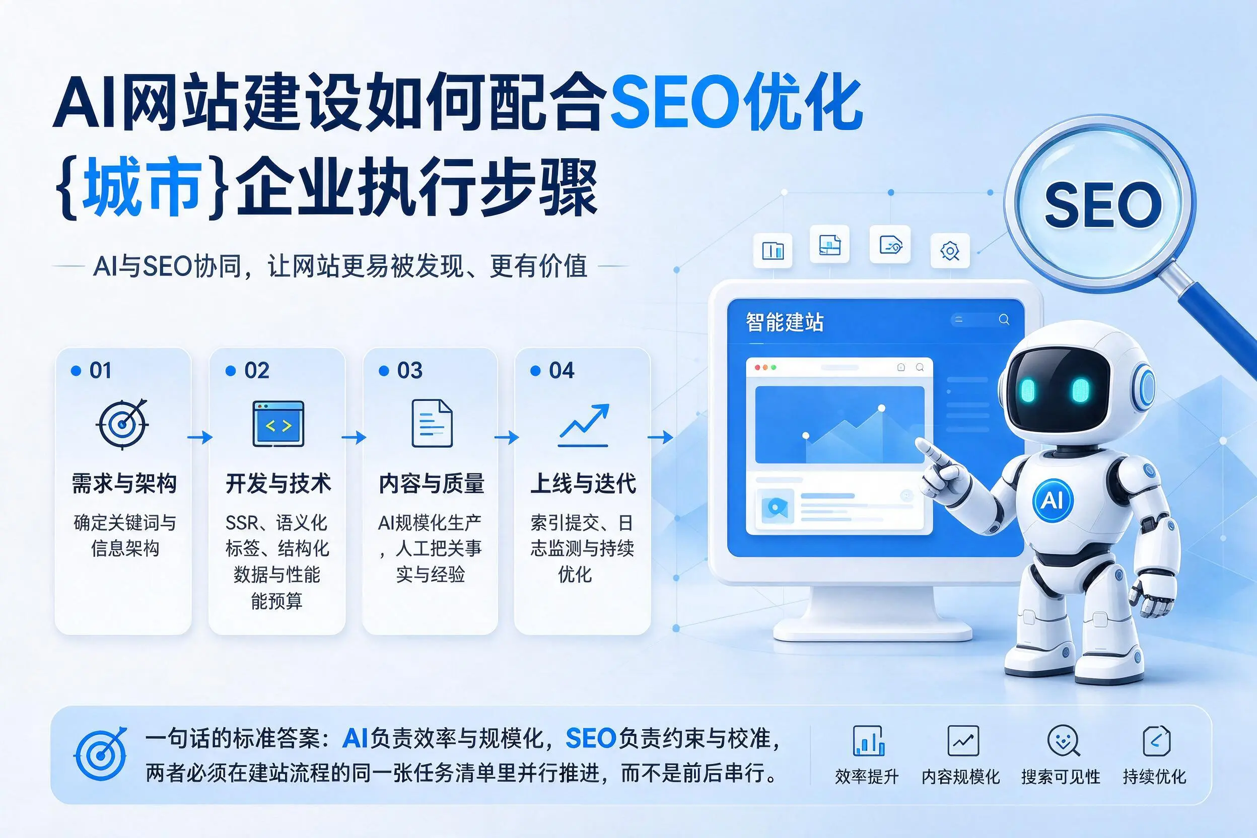 AI网站建设如何配合SEO优化,六盘水企业执行步骤