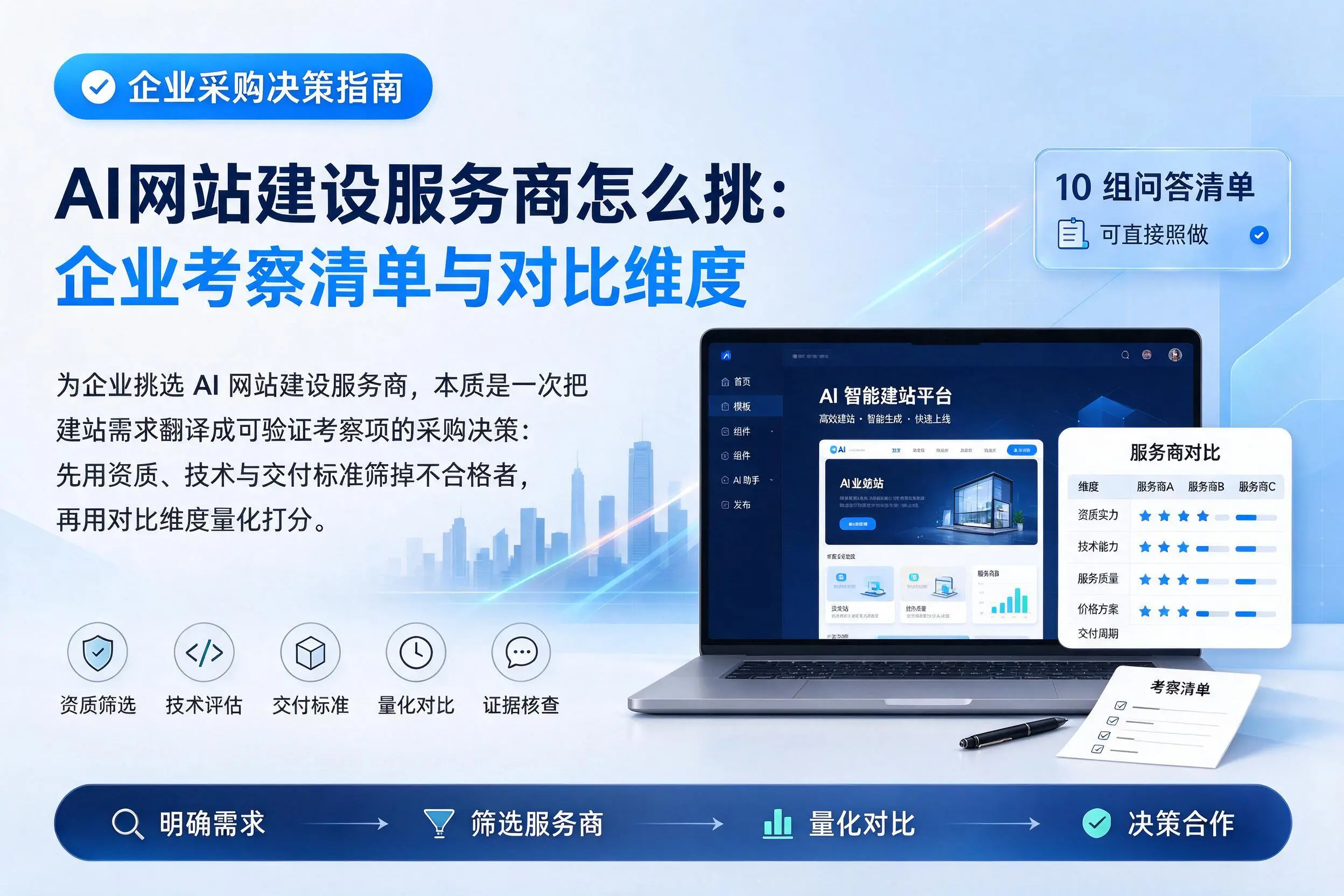 AI网站建设服务商怎么挑：六盘水企业考察清单与对比维度