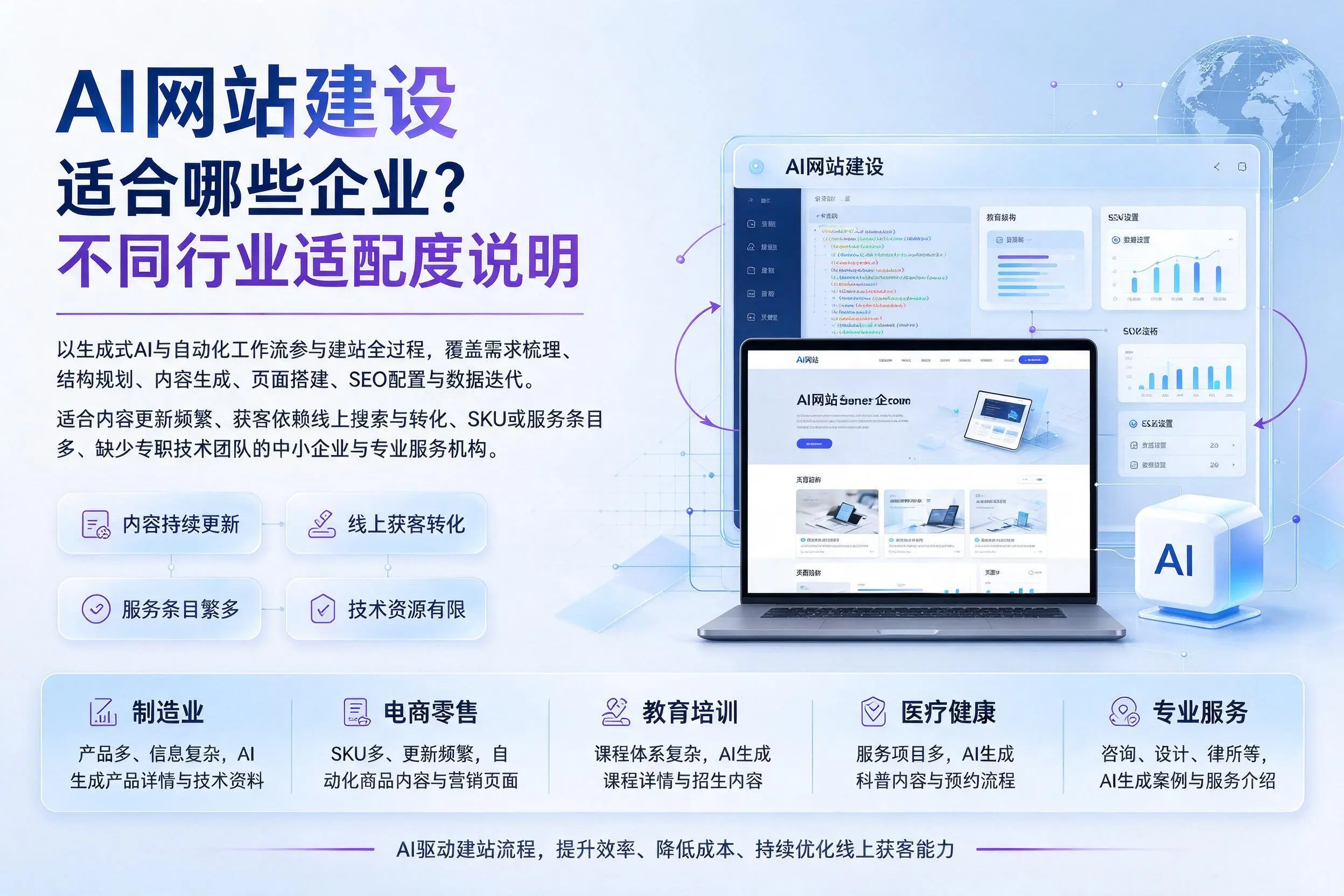 AI网站建设适合哪些企业？六盘水不同行业适配度说明
